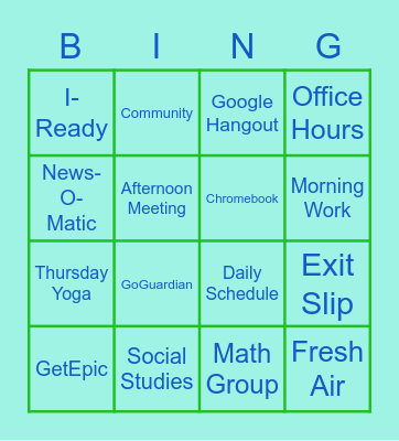 410 Distance Learning! Bingo Card