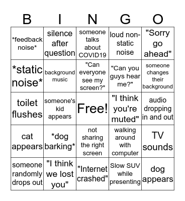 Zoom Bingo Card