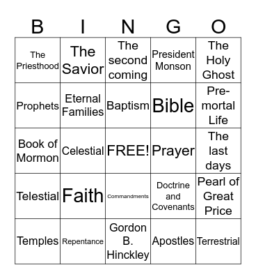 General Conference Bingo Card