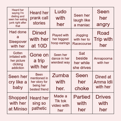 MANISHA’S 21st Bingo Card