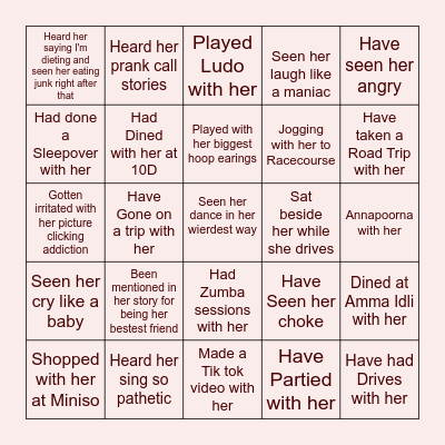 MANISHA’S 21st Bingo Card