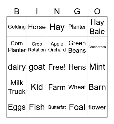 Agriculture BINGO Card