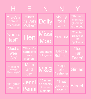 Mummy Darling's Bingo! Bingo Card
