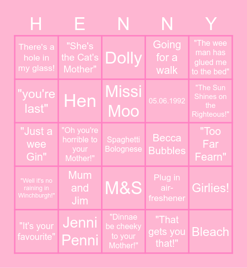 Mummy Darling's Bingo! Bingo Card