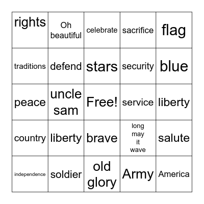 Memorial Day Bingo - Sparks Bingo Card