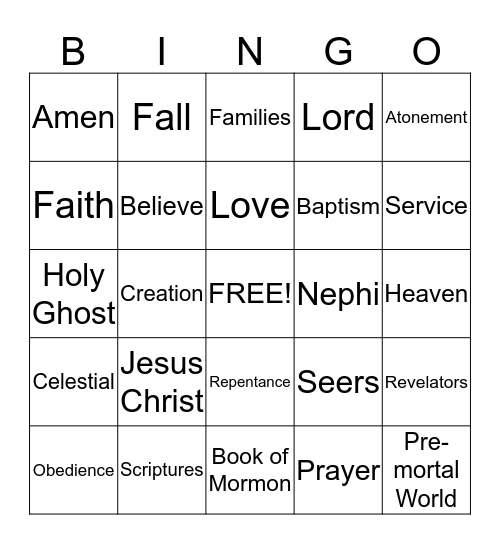 General Conference Bingo Card