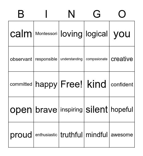 Be.... Bingo Card