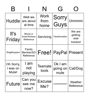 Dinglehopper Bingo Card