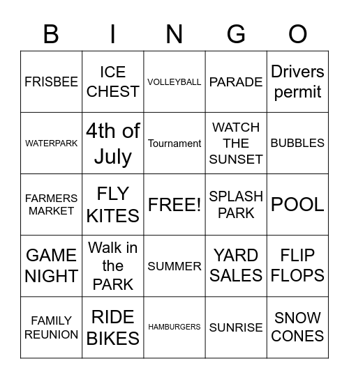 OCA Team Happy Hour Bingo Card