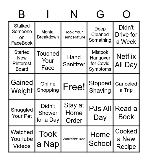 4Front Quarantine Bingo Card