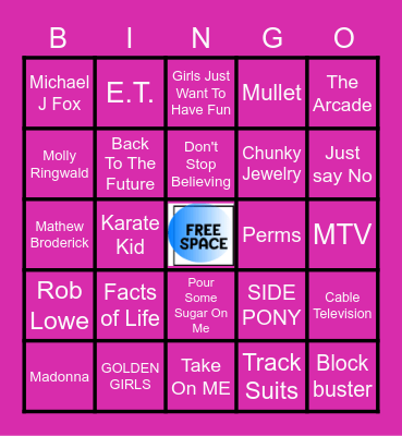 80's RAD! Bingo Card