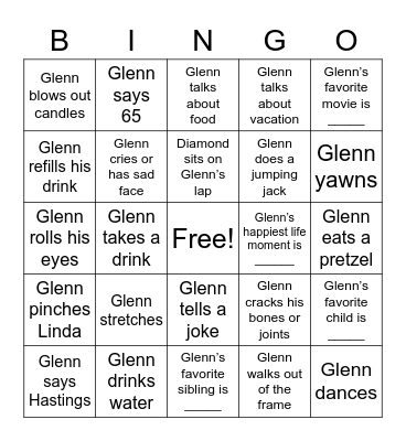 Glenn's 65th Birthday Bingo! Bingo Card