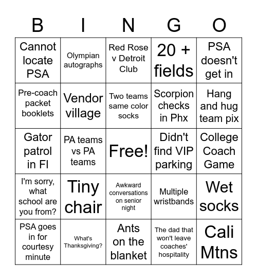 Festival Bingo Card