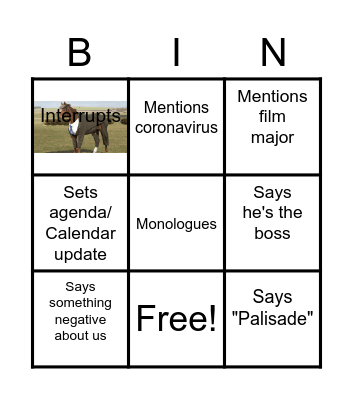 Kenny meeting Bingo Card