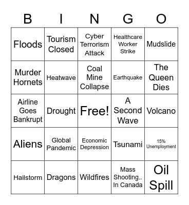 Apocalypse Bingo Card