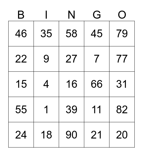ERC  BIGO  Bingo Card