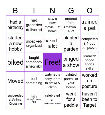 Bakery Quarantine BINGO Card