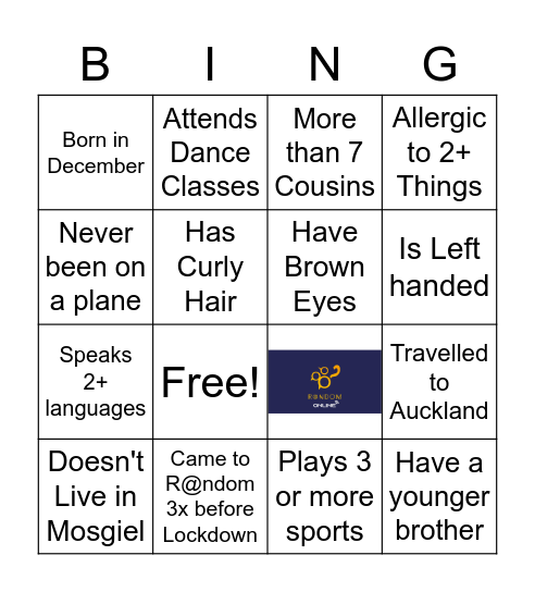 Human Bingo! Bingo Card