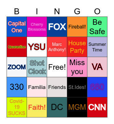 Ria Happy Hour Bingo Card