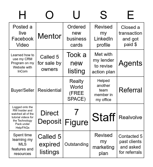 REAL ESTATE Bingo Card