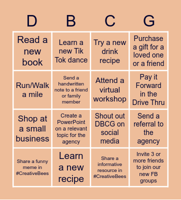DBCG Summer Bingo Card