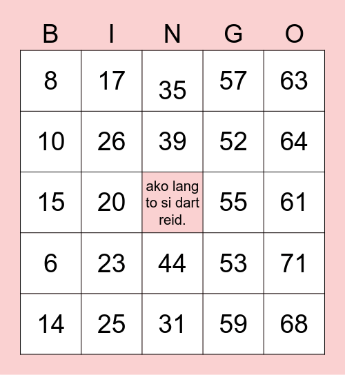 cheer up, kung matalo ka. Bingo Card