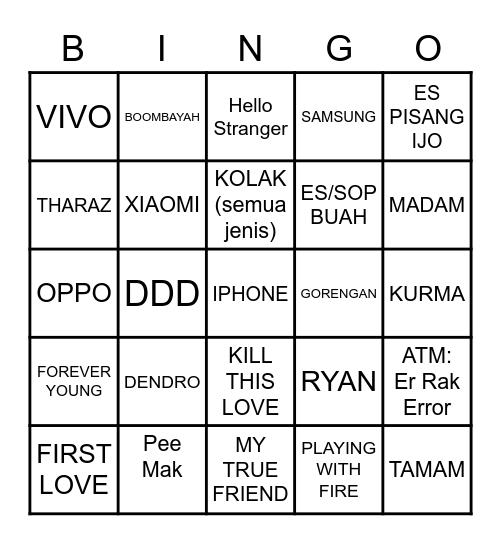 BUKAN BINGO Card