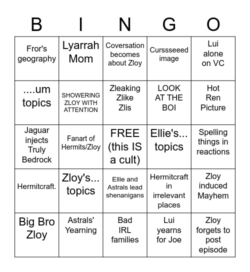 Zloycord Bingo! Bingo Card