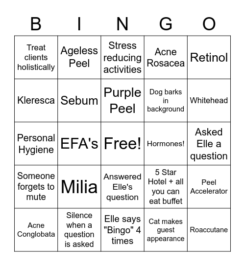 Acne & Hormones Bingo Card