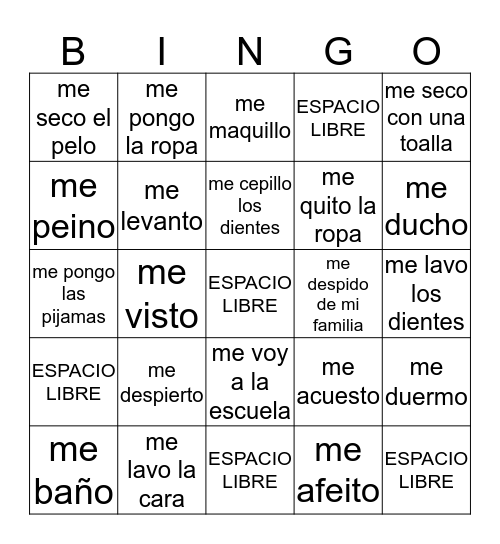 Bingo: La rutina Bingo Card
