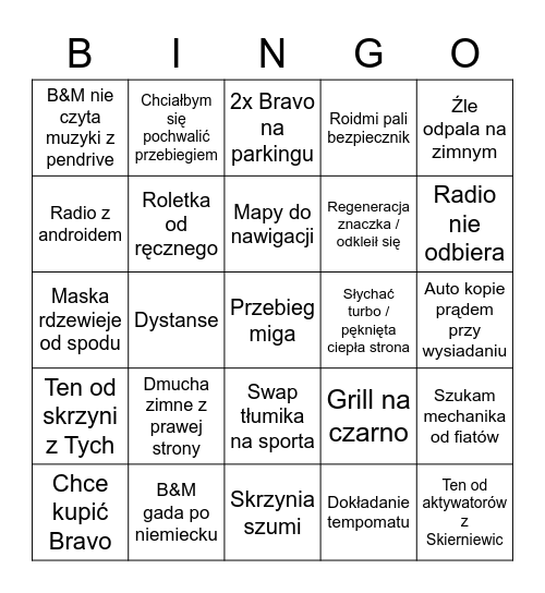 Bingo bravo Bingo Card