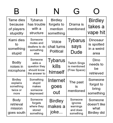 ARK Bingo night Bingo Card