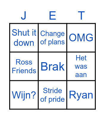BDAY JET RONDE 2: UITSPRAKEN Bingo Card