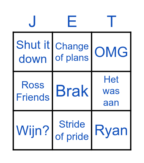 BDAY JET RONDE 2: UITSPRAKEN Bingo Card