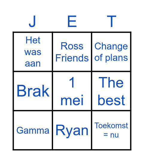 BDAY JET RONDE 2: UITSPRAKEN Bingo Card