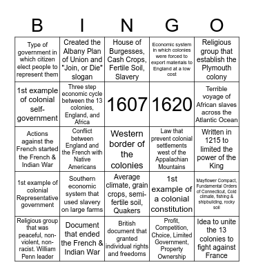 1-6 Exam Review Bingo Card