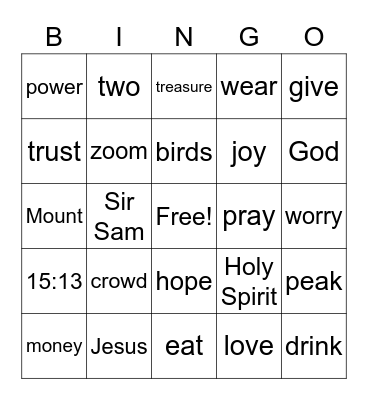 Breezeway Bingo Card