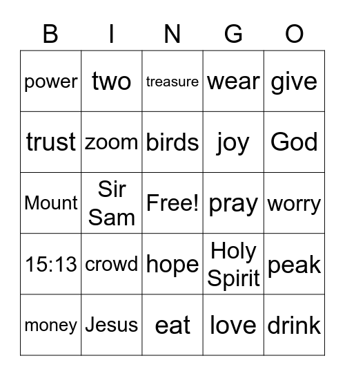 Breezeway Bingo Card