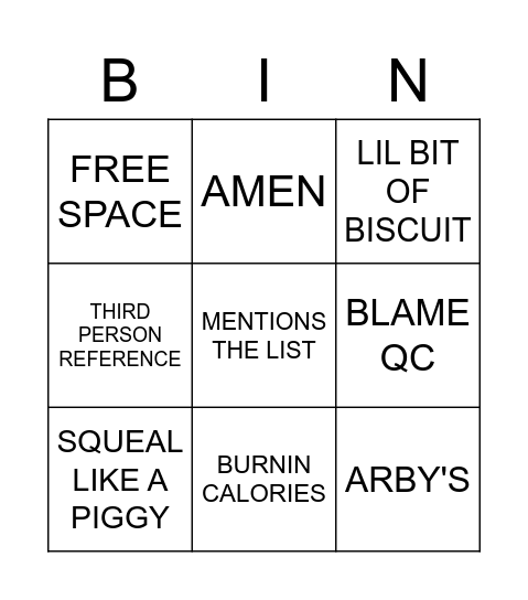 Big Country Bingo Card