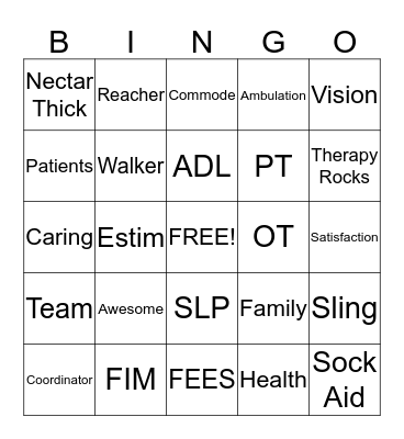 Therapy Rocks! Bingo Card