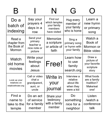 Primary Fun Bingo Card