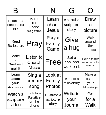 Primary fun Jr Bingo Card