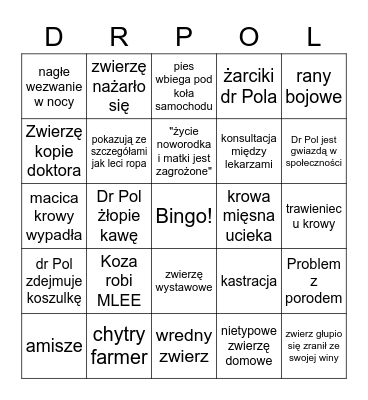 niezwykły Dr Pol Bingo Card