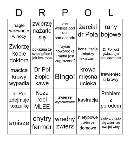 niezwykły Dr Pol Bingo Card