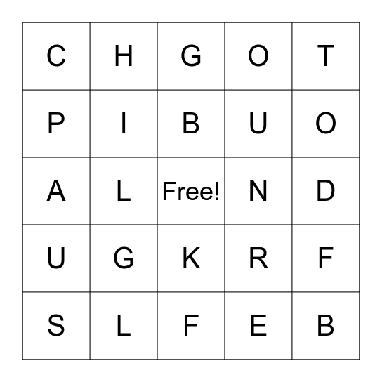 LETTER BINGO Card