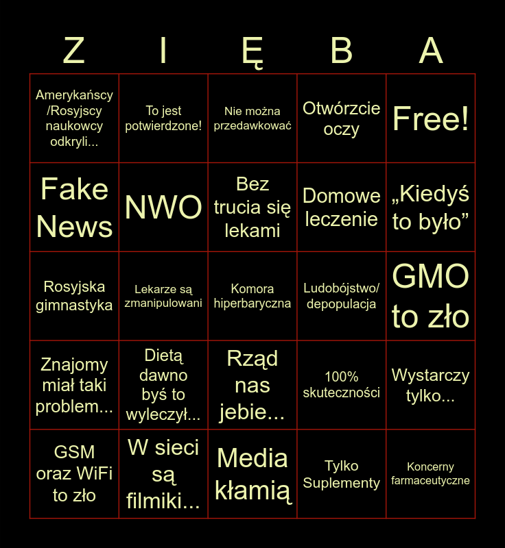Foliarsko-medyczne bingo Card