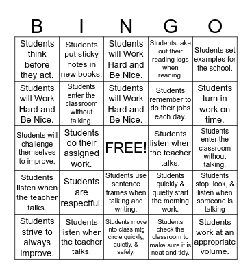 Good Behaivor in Room Four Looks Like... Bingo Card