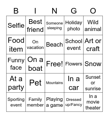 Cell phone pics BINGO Card