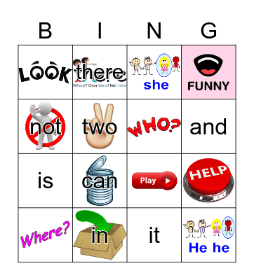 Sight Words Bingo Card