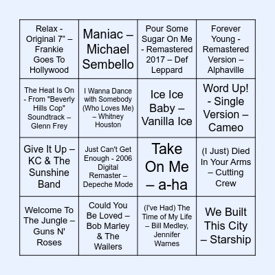 THE 80s! Bingo Card